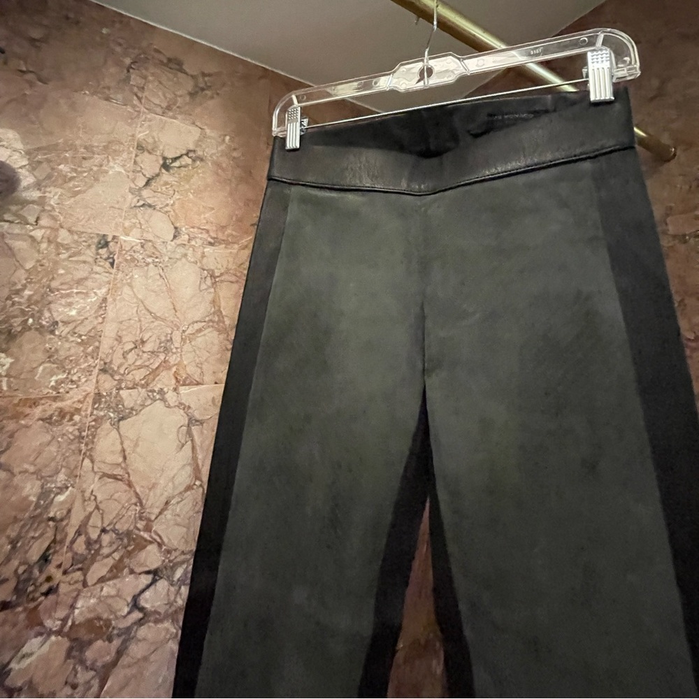 Club Monaco | Genuine Lamb/Goat Leather/Suede Pants | Worn1x | Black&Slate - Picture 4 of 9